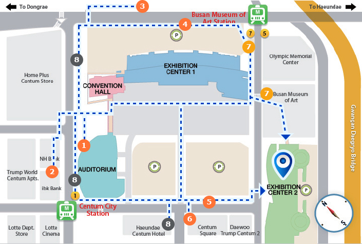 map of nearby bexco